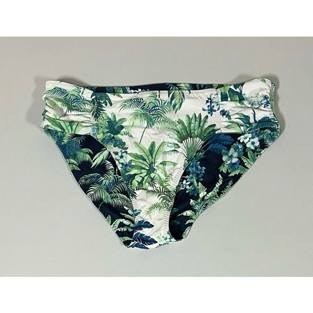 Tommy Bahama White Navy Blue Palm Tree Reversible Bikini Bottoms Size S 💙🌴✨ - Picture 2 of 8